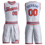 Custom White Orange-Royal Round Neck Suit Basketball Jersey