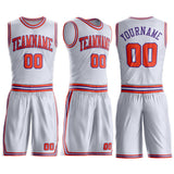 Custom White Orange-Purple Round Neck Suit Basketball Jersey