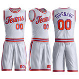 Custom White Orange-Purple Round Neck Suit Basketball Jersey