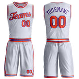 Custom White Orange-Purple Round Neck Suit Basketball Jersey