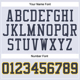 Custom White Navy-Gold Round Neck Suit Basketball Jersey