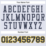 Custom White Navy-Gold Round Neck Suit Basketball Jersey