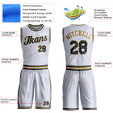 Custom White Navy-Old Gold Round Neck Suit Basketball Jersey