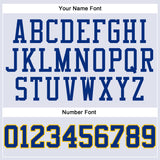 Custom White Royal-Gold Round Neck Suit Basketball Jersey