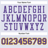 Custom White Purple-Gold Round Neck Suit Basketball Jersey