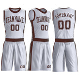 Custom White Brown Round Neck Suit Basketball Jersey