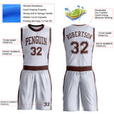 Custom White Brown Round Neck Suit Basketball Jersey