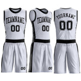 Custom White Black Round Neck Suit Basketball Jersey