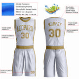 Custom White Old Gold Round Neck Suit Basketball Jersey
