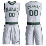 Custom White Green Round Neck Suit Basketball Jersey