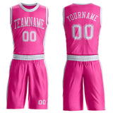 Custom Pink White Round Neck Suit Basketball Jersey