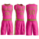 Custom Pink Old Gold Round Neck Suit Basketball Jersey