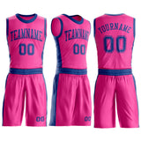 Custom Pink Royal Round Neck Suit Basketball Jersey