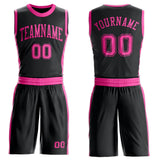 Custom Black Pink Round Neck Suit Basketball Jersey