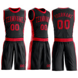 Custom Black Red Round Neck Suit Basketball Jersey