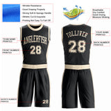 Custom Black Cream Round Neck Suit Basketball Jersey