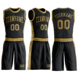 Custom Black Old Gold Round Neck Suit Basketball Jersey