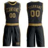 Custom Black Old Gold Round Neck Suit Basketball Jersey