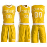 Custom Gold Cream Round Neck Suit Basketball Jersey