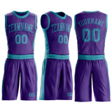 Custom Purple Teal Round Neck Suit Basketball Jersey
