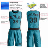 Custom Teal Black Round Neck Suit Basketball Jersey