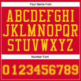 Custom Red Gold Round Neck Suit Basketball Jersey