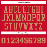 Custom Red Old Gold Round Neck Suit Basketball Jersey