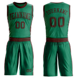 Custom Kelly Green Brown Round Neck Suit Basketball Jersey