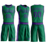 Custom Kelly Green Purple Round Neck Suit Basketball Jersey