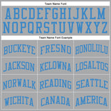 Custom Gray Blue Round Neck Suit Basketball Jersey