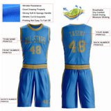 Custom Blue Old Gold Round Neck Suit Basketball Jersey