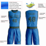 Custom Blue Green Round Neck Suit Basketball Jersey