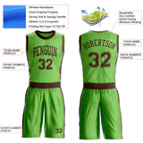 Custom Neon Green Brown Round Neck Suit Basketball Jersey