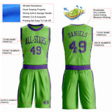 Custom Neon Green Purple Round Neck Suit Basketball Jersey
