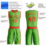 Custom Neon Green Orange Round Neck Suit Basketball Jersey