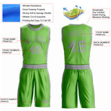 Custom Neon Green Gray Round Neck Suit Basketball Jersey