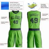 Custom Neon Green Navy Round Neck Suit Basketball Jersey
