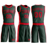 Custom Green Red Round Neck Suit Basketball Jersey