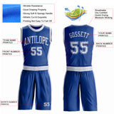 Custom Royal White Round Neck Suit Basketball Jersey