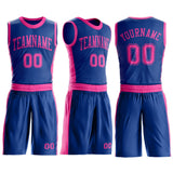 Custom Royal Pink Round Neck Suit Basketball Jersey