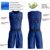 Custom Royal Black Round Neck Suit Basketball Jersey