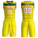 Custom Yellow White Green Gray Orange-Navy Lightning Stripe Round Neck Sublimation Basketball Suit Jersey
