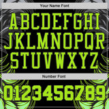 Custom Black Neon Green-Gray Feather Wing Boho Style Round Neck Sublimation Basketball Uniform Jersey