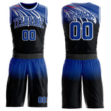 Custom Black Royal-White Wing Gradient Boho Style Round Neck Sublimation Basketball Uniform Jersey
