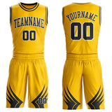 Custom Yellow Black-White Wing Boho Style Round Neck Sublimation Basketball Uniform Jersey