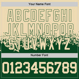 Custom Cream-Green Shattered Geometric Side Panel Stripe Round Neck Sublimation Basketball Set Jersey