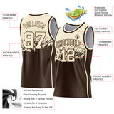 Custom Cream-Brown Shattered Geometric Side Panel Stripe Round Neck Sublimation Basketball Set Jersey