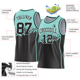 Custom Ice Blue Black-White Shattered Geometric Side Panel Stripe Round Neck Sublimation Basketball Set Jersey