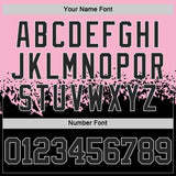 Custom Light Pink Black-White Shattered Geometric Side Panel Stripe Round Neck Sublimation Basketball Set Jersey