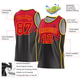 Custom Red Black-Gold Shattered Geometric Side Panel Stripe Round Neck Sublimation Basketball Set Jersey